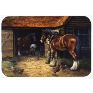 Caroline's Treasures Horse and The Blacksmith Glass Cutting Board HTJ20310
